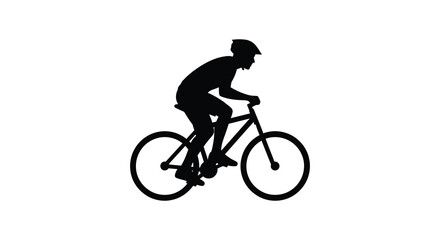 Obraz premium A cyclist riding a mountain bike depicted in striking black silhouette