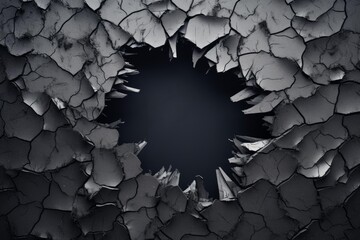 Fototapeta premium Cracking wall creating a dark void, representing destruction, breaking, and impact