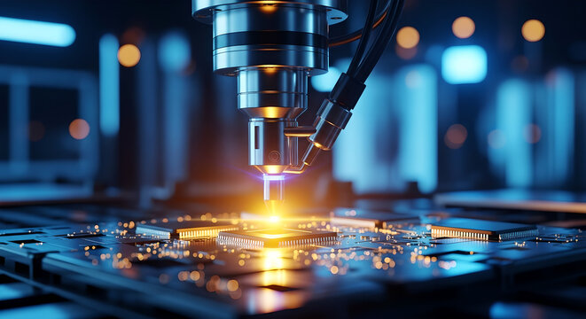 Laser Soldering Robot Arm Microchip Assembly Industrial Automation