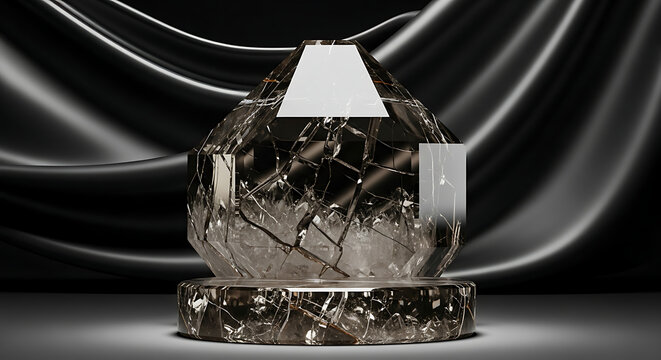 Elegant crystal sculpture on pedestal