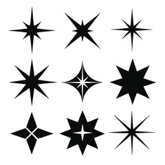 Obraz premium sparkle star icon set silhouette line art vector illustration with a white background