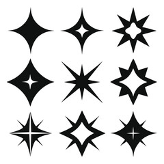 Obraz premium sparkle star icon set silhouette line art vector illustration with a white background