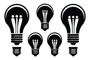 Naklejka premium set of light bulb silhouette line art vector illustration with a white background