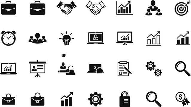 Collection of business and finance icons