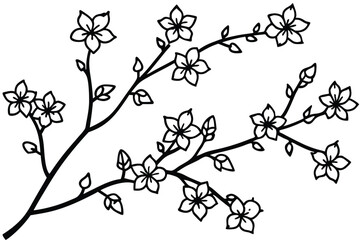 Obraz premium set of cherry blossom branch silhouette line art vector illustration with a white background