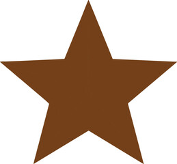 Obraz premium Brown five pointed star silhouette isolated on light background, simple geometric shape symbol for rating, award, favorite, badge, icon, design element