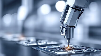 Robot arm assembling circuit board for electronics manufacturing