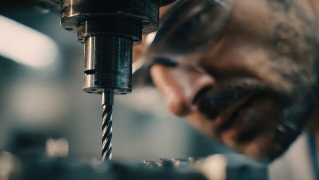 Man Watching CNC Machine Cutting Metal