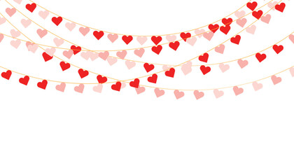 Red heart garland border on white background © Abir Creative Studio