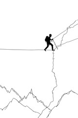 Climber Secured on Mountain Via Ferrata