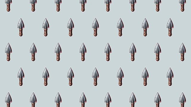 Seamless Medieval Dagger Sticker Pattern Background, Fantasy Spearhead Weapon Repeat Design