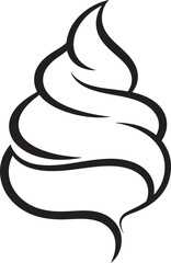 Elegant black and white line art of a swirl of soft-serve ice cream, representing a simple, clean, and delicious frozen treat.