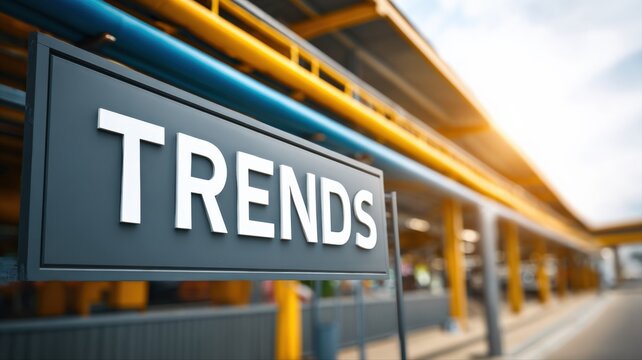 Trends Signage Displaying Current Market Tendencies and Consumer Behavior in an Urban Setting