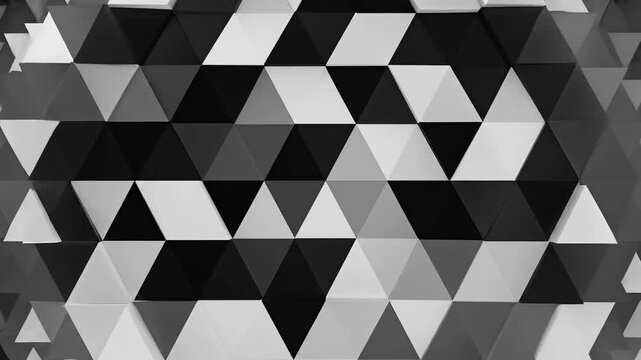 Abstract geometric pattern with a repeating triangular design in shades of gray and black.