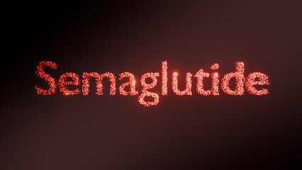Fototapeta premium Luminous Typographic Representation of Semaglutide for Healthcare and Pharmaceutical Research