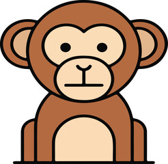 Obraz premium Brown Cartoon Monkey Illustration.