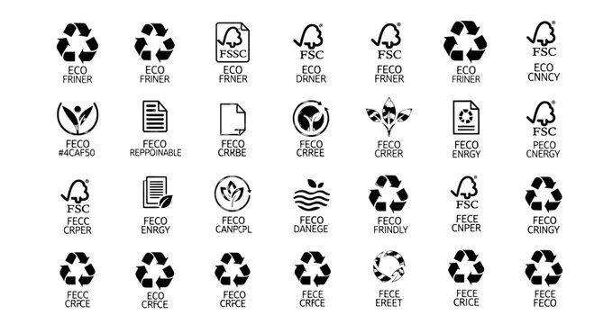 FSC Paper Certification Symbols - 24 Professional Vector Icons for Sustainable Forestry