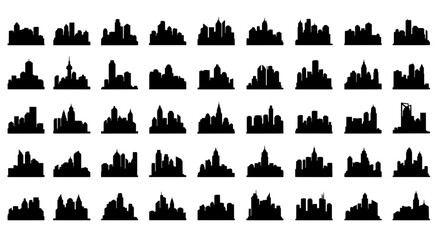 Obraz premium City Skyline Silhouette - 40 Professional Vector Silhouette Icons for Urban Branding