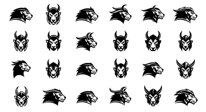 Apache Warrior Mascot Logo - 24 Professional Vector Icons for Native American Heritage