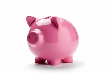 Obraz premium Bright pink piggy bank representing financial savings and investment on a white background