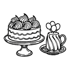 Vintage cake set whipped swirls