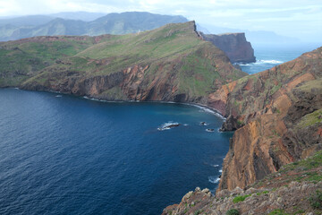 Fototapeta premium Seascape with cliffs at Ponta de São Lourenço, Madeira, Portugal