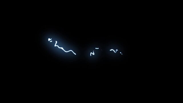 Blue Electric Lightning Bolt Strike Animation on Black Screen  Background, High Voltage Thunderstorm Energy Flash Overlay 4K VFX for Titles, Logos and Motion Graphics