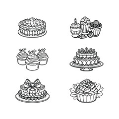 A set of vintage sweets isolated on a white background