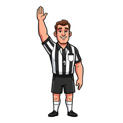 Obraz premium A smiling cartoon referee waving his hand on transparent background