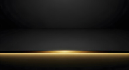 Obraz premium Golden light illuminating a dark studio, creating a dramatic and luxurious atmosphere for product display