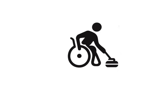 Adaptive athlete participates in paralympic curling competition using wheelchair, showcasing skill and determination in winter sports event.