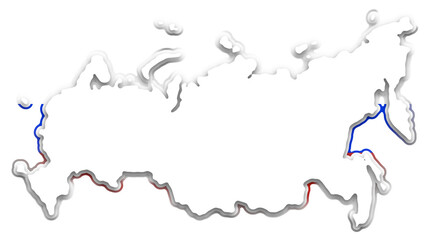white Russian design creative background. slightly simplified shape as the map of Russia, padding border outline design © wetzkaz