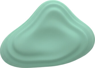3D soft-touch squishy biomorphic shape, mint green matte plastic, irregular rippling organic form resembling a smooth river stone, high-quality 3D render, transparent background