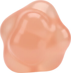 Single isolated 3D squishy blob, soft peach hue, biomorphic rounded form with a slightly translucent 'gummy' texture, minimal shadows, transparent background