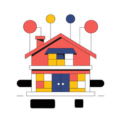 Fototapeta premium A colorful cartoon house with balloons