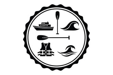 Water Sports Icons: Boat, Paddle, Waves, Life Vest