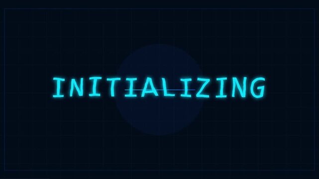 Initializing text animation digital interface futuristic technology data loading screen