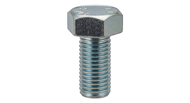 Close-up view of a hex head cap screw with coarse threads and a black oxide finish