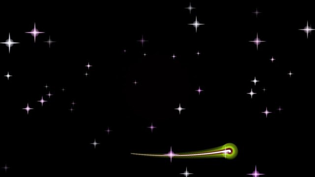 Vivid depiction of a starry night sky with dynamic shooting stars and glowing celestial bodies