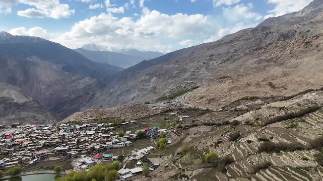 Aerial View of Himalayan Glaciers and Snow Capped Peaks Near Nako