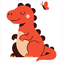 Cute Dinosaur Isolated on White Background Cartoon Vector Illustration © azzedine