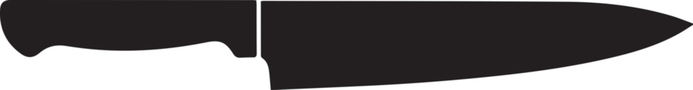 Professional Chef Knife Silhouettes with Horizontal Wide Tapered Blade