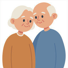 Obraz premium Romantic Elderly Couple Embracing Each Other Vector Illustration