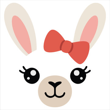 Adorable llama face vector clipart for children prints and animal character illustration themes