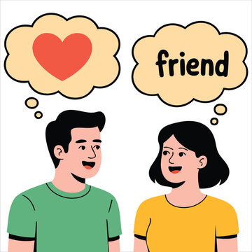 Office love concept with businessman feeling love for businesswoman who sees him as friend only