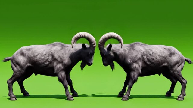 Two Rams Facing Off in Combat.