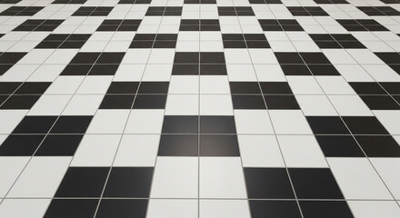 Damaged and Cracked Checkerboard Tile Floor in an Old, Abandoned Room