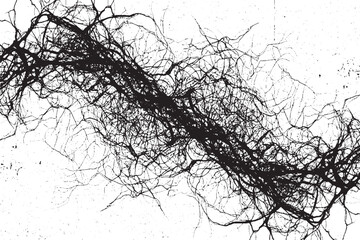 Abstract Black Branch Network on White Background
