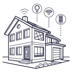 Fototapeta premium A house with smart home devices and internet connectivity