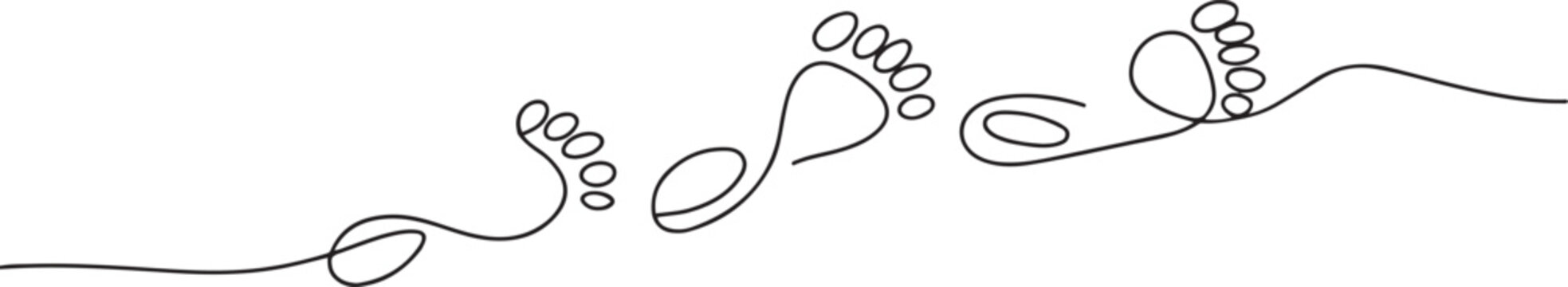Continuous one line drawing of footsteps. one line art icon drawing vector